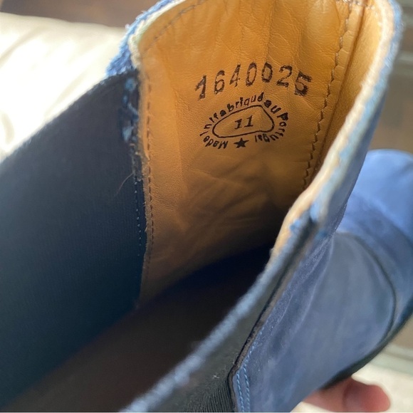 John Fluevog Boot Slacker Nap Crepe Soled Chelsea Leather Heeled Blue 11 GUC - Picture 4 of 10